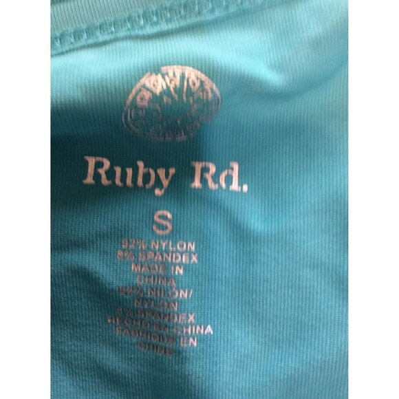 Ruby Rd Short Sleeve Tee Scoop Neck Small Turquoise Nylon And Spandex - Picture 3 of 3